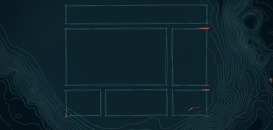 A survey sheet at the start: scattered orange depth readings, nothing joined yet.