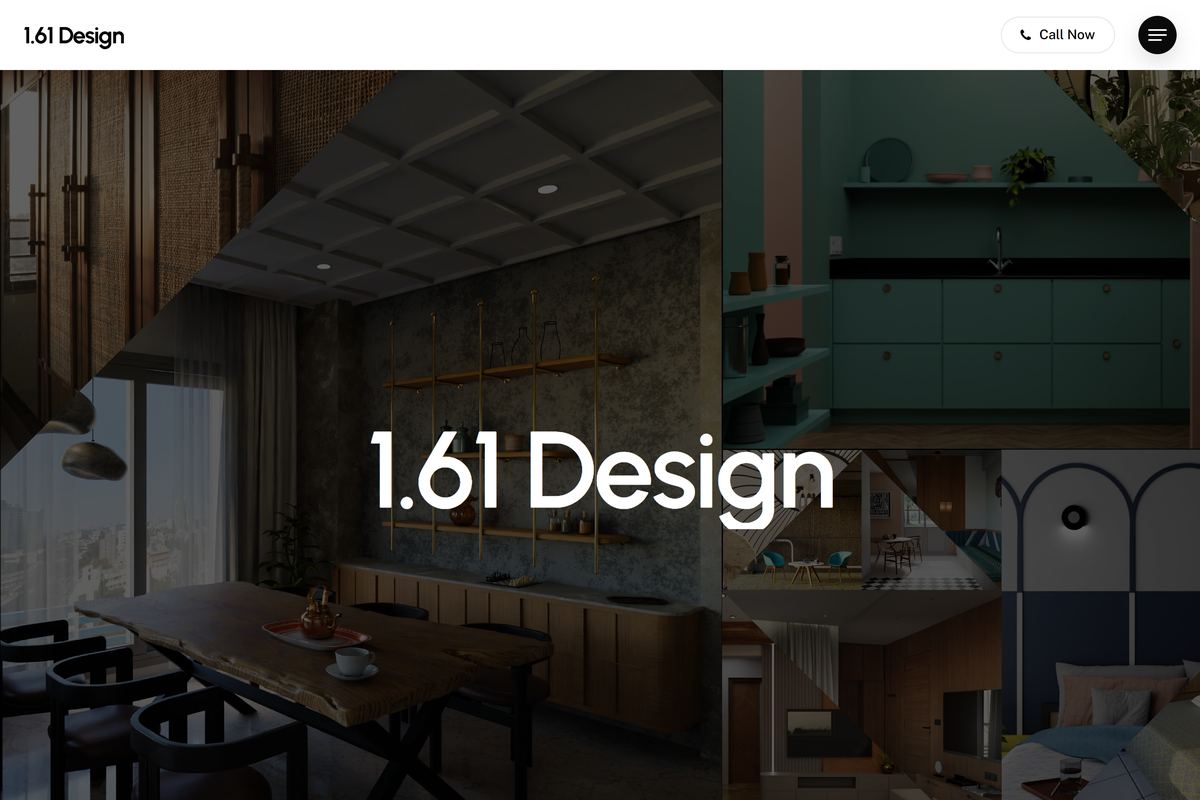 The 1.61 Design homepage: a tiled grid of interior architecture projects.