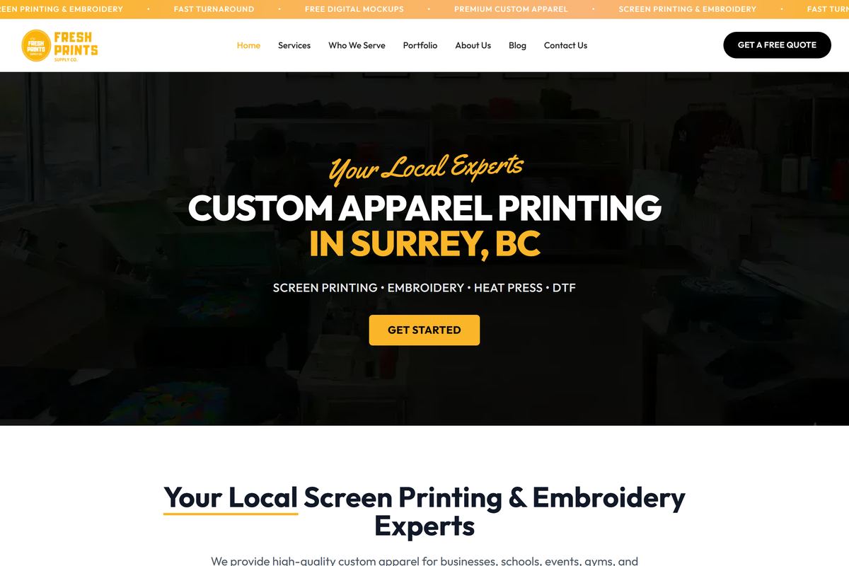 The Fresh Prints Supply site: custom screen printing and embroidery catalog.